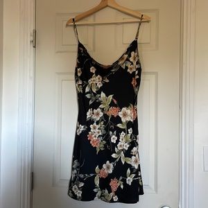 Black flowered slip dress